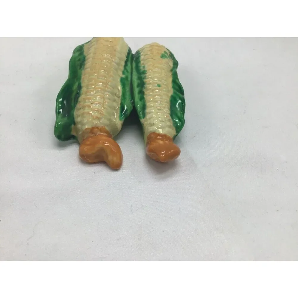 RARE Salt and Pepper Shaker Corn One Piece Cork Stopper  Ceramic Japan 1950's